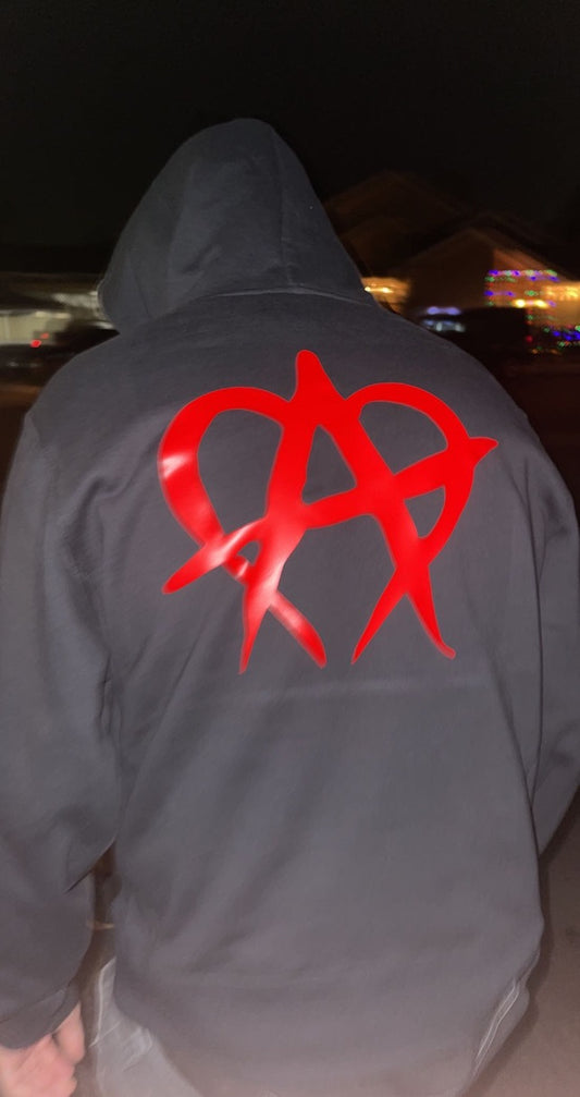 RED UNMANAGEABLE LOGO HOODIE